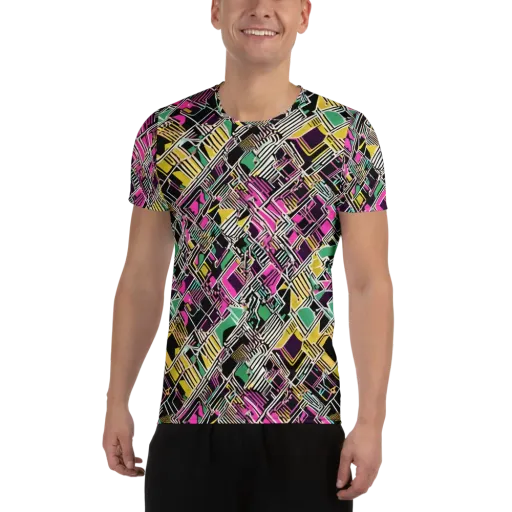 Neon Maze on a Men's Athletic T-Shirt