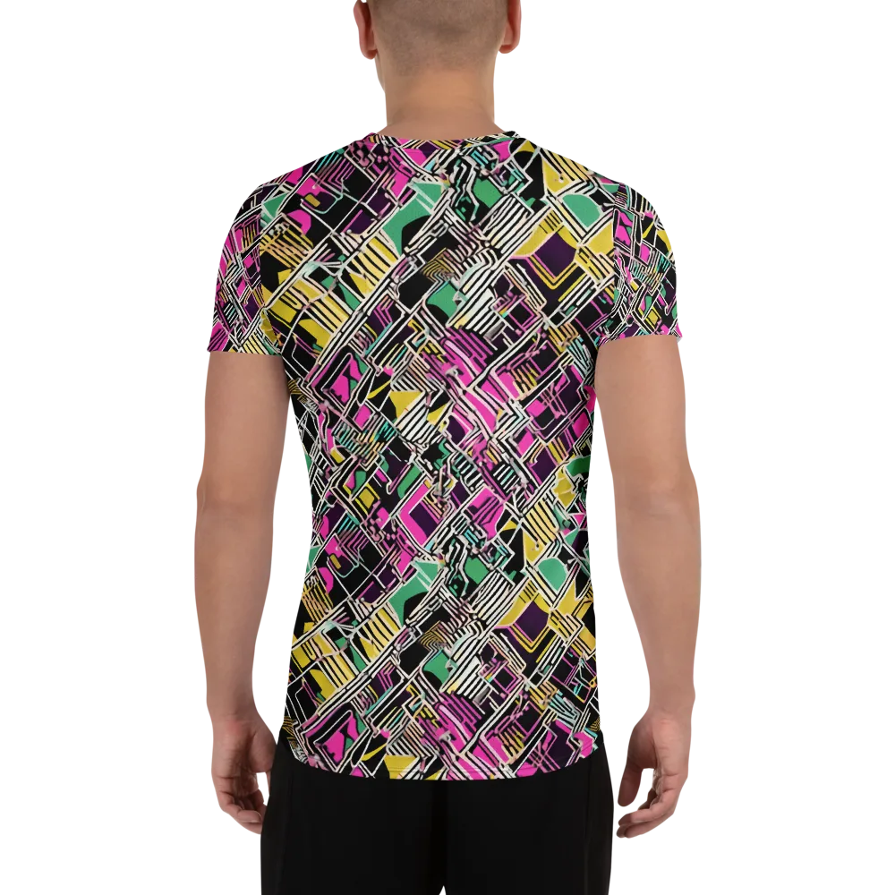 Neon Maze on Men's Athletic T-Shirt — Back