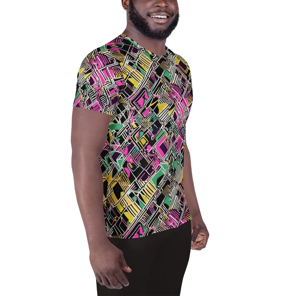 Neon Maze on Men's Athletic T-Shirt — Right