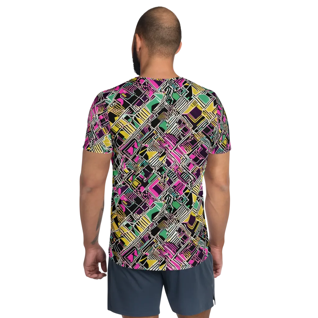 Neon Maze on Men's Athletic T-Shirt — Back