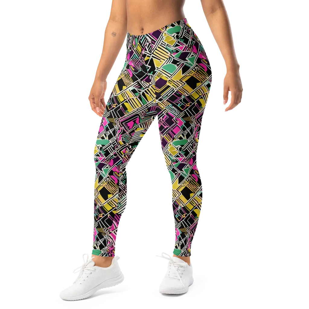 Neon Maze on Leggings — Left Front