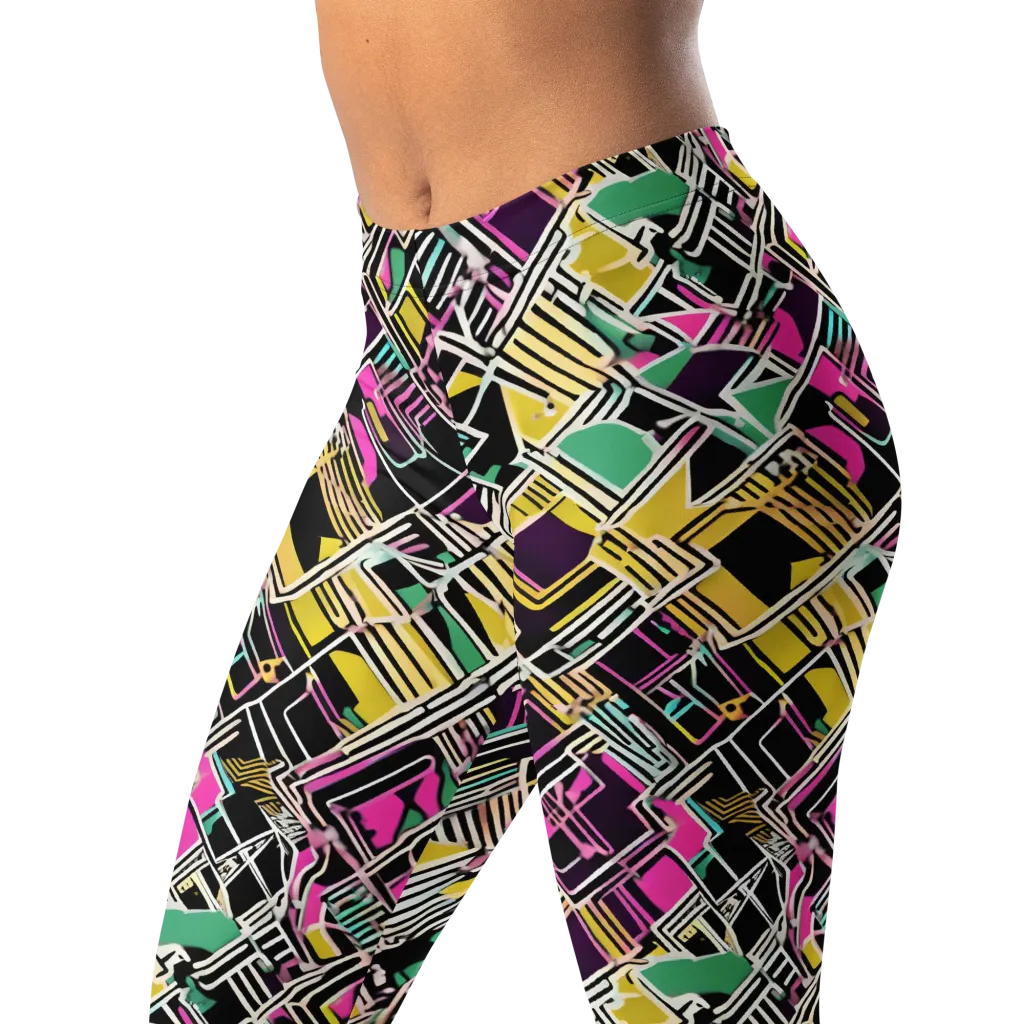 Neon Maze on Leggings — Left Front
