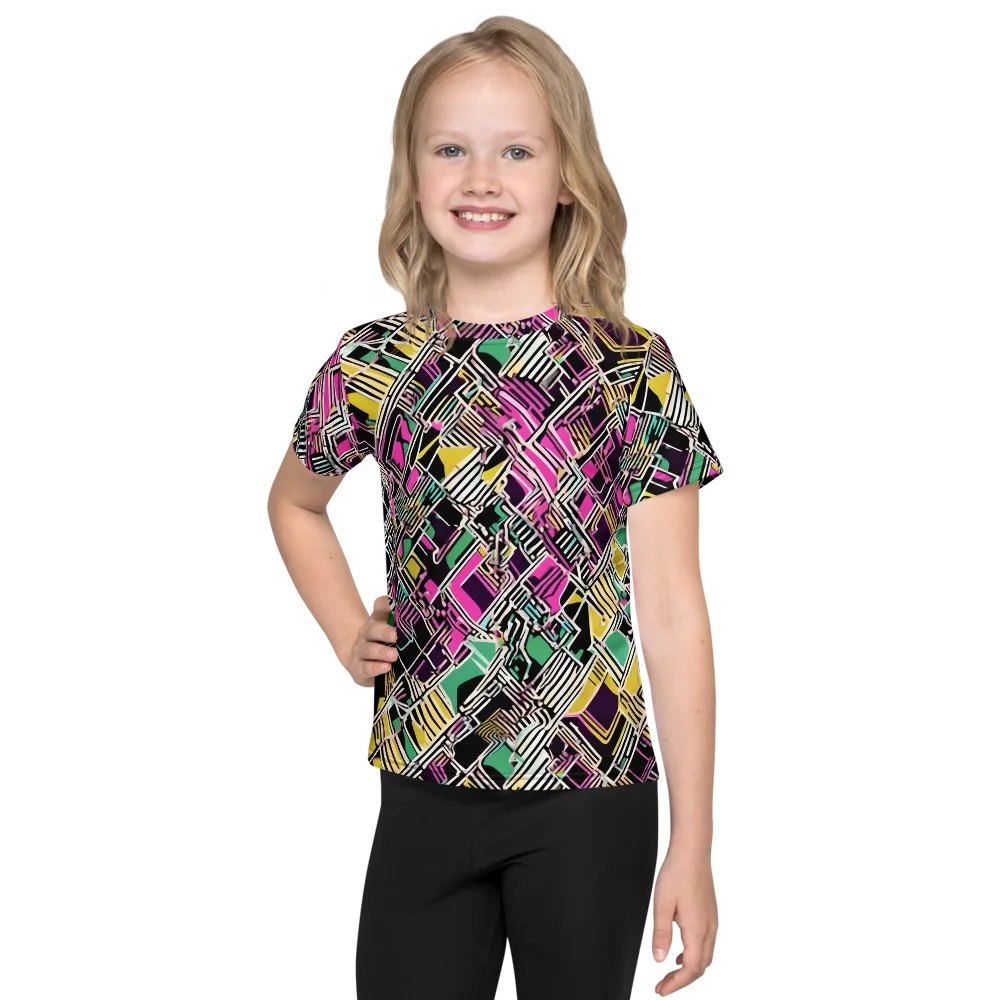 Neon Maze on Kids Crew Neck T-Shirt — Front