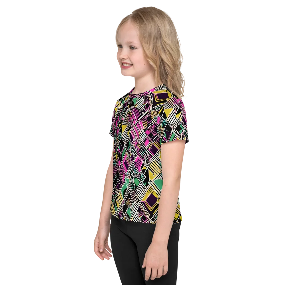 Neon Maze on Kids Crew Neck T-Shirt — Left