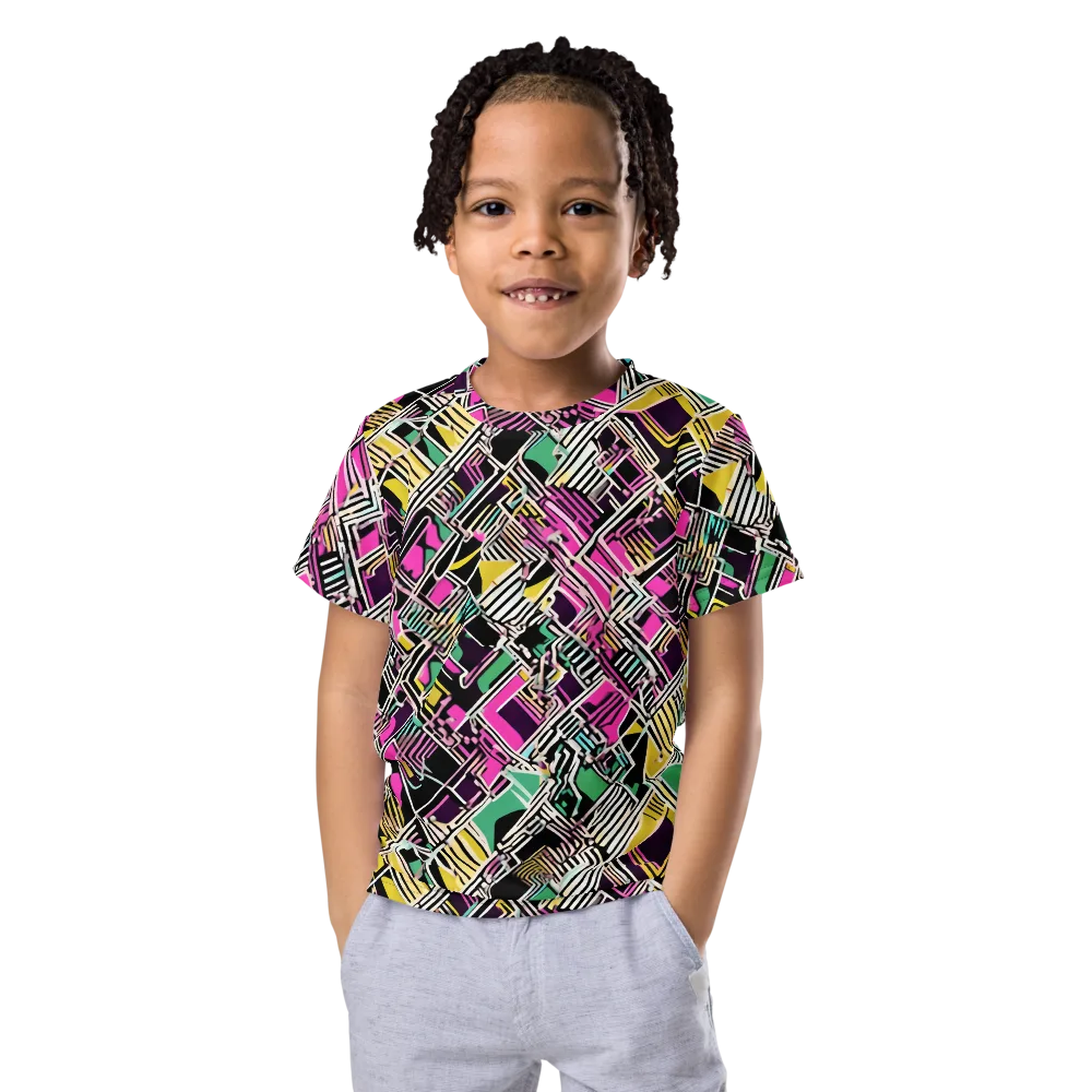 Neon Maze on Kids Crew Neck T-Shirt — Front