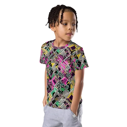 Neon Maze on a Kids Crew Neck T-Shirt