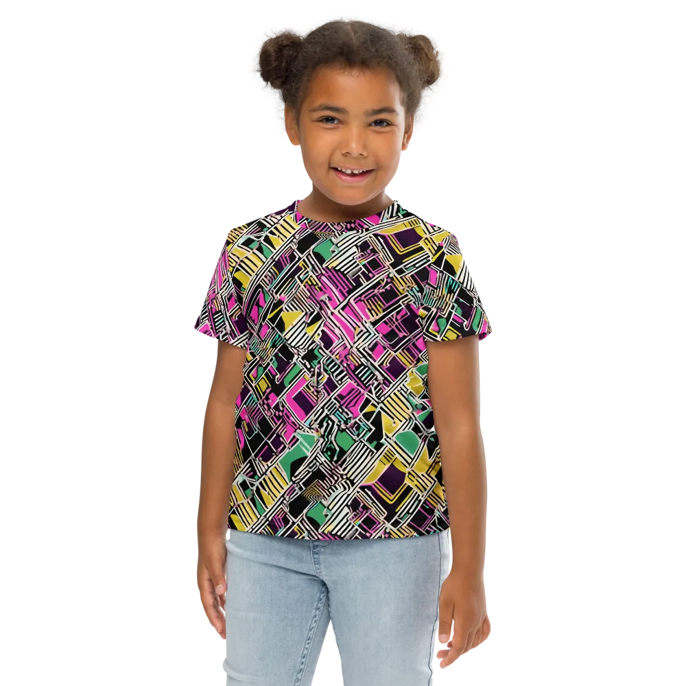 Neon Maze on Kids Crew Neck T-Shirt — Front