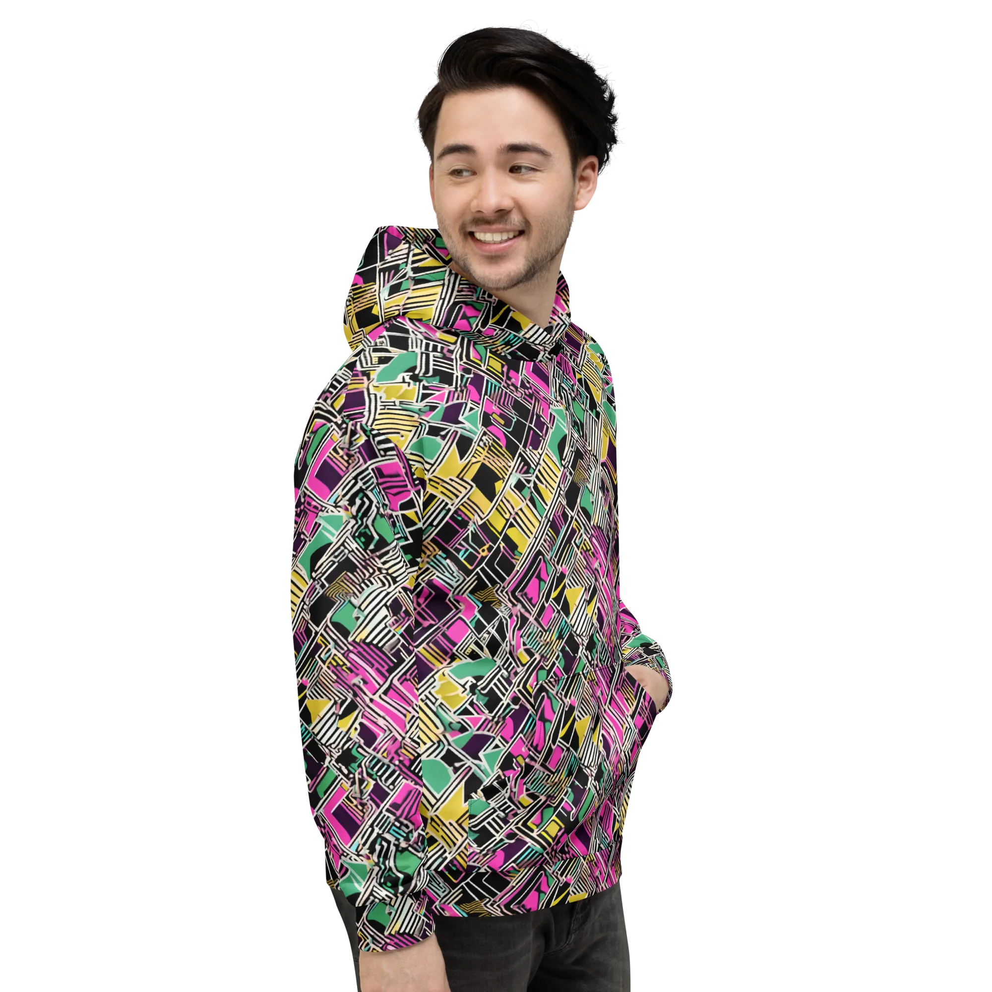 Neon Maze on Hoodie — Right