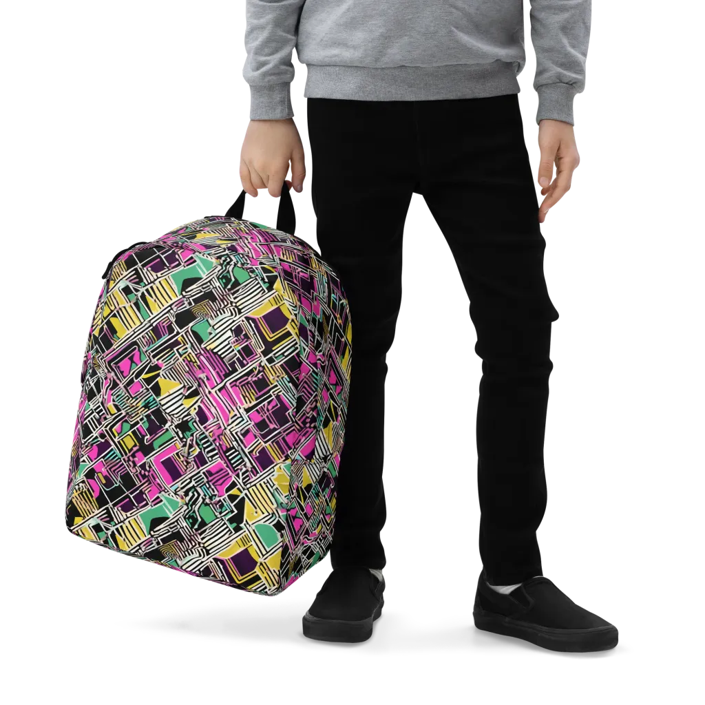 Neon Maze on Minimalist Backpack — Zoomed-in