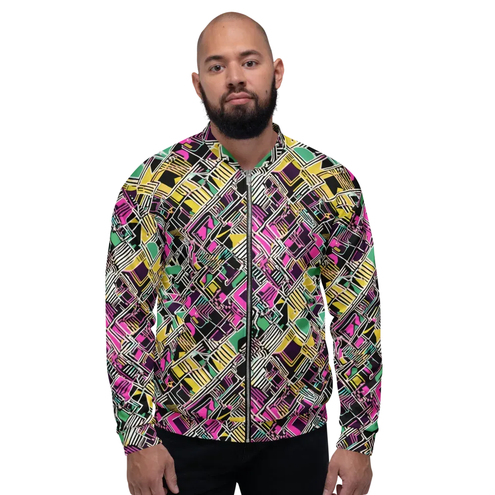 Neon Maze on Bomber Jacket — Front