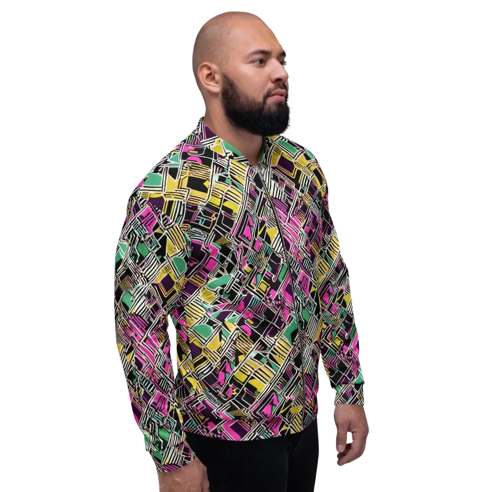 Neon Maze on Bomber Jacket — Right