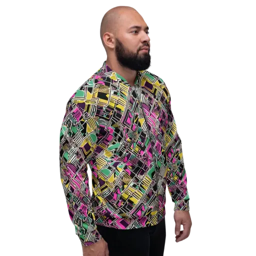 Neon Maze on a Bomber Jacket