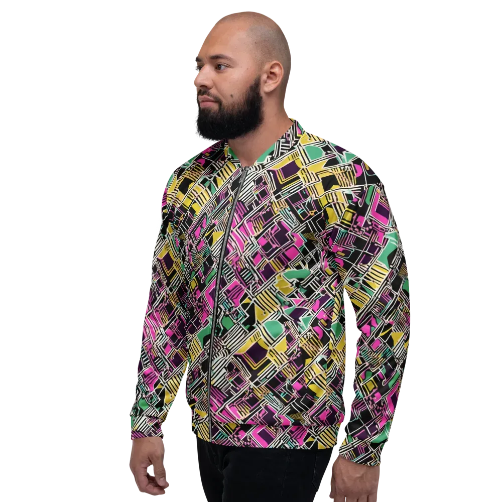 Neon Maze on Bomber Jacket — Left