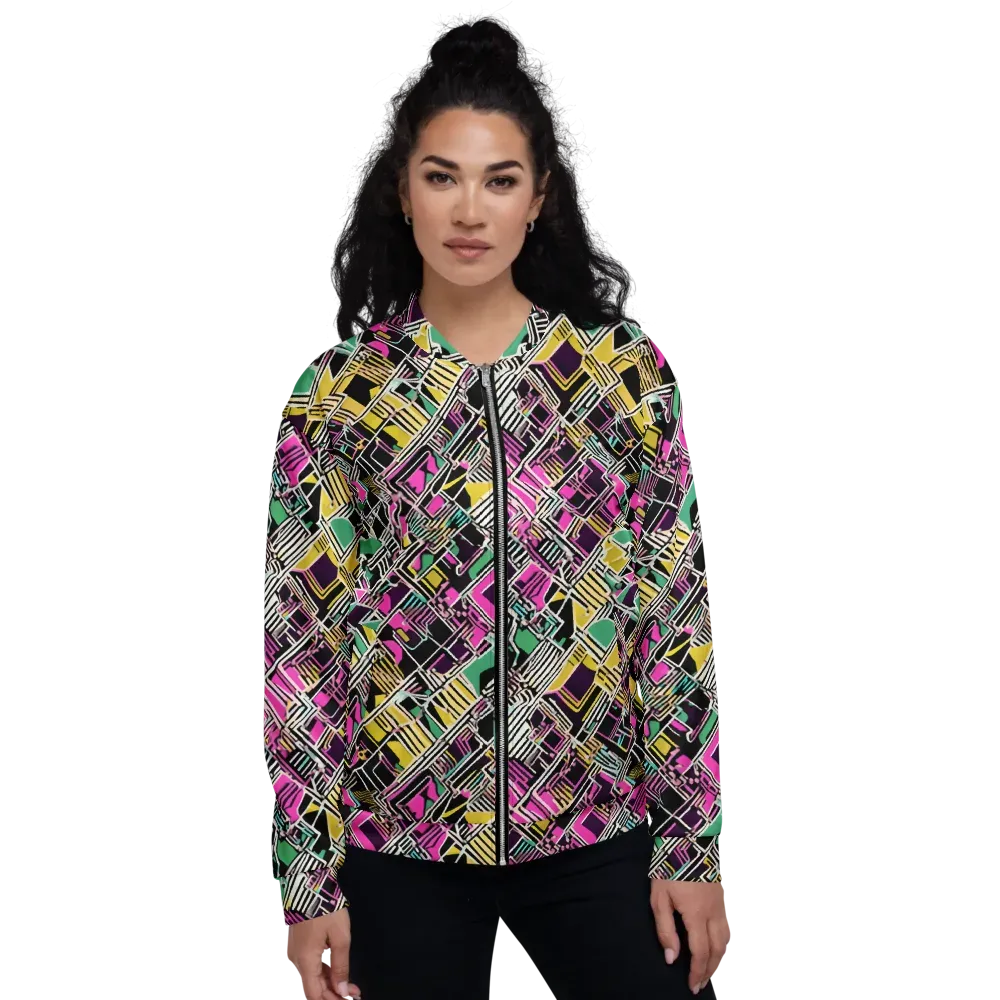Neon Maze on Bomber Jacket — Front