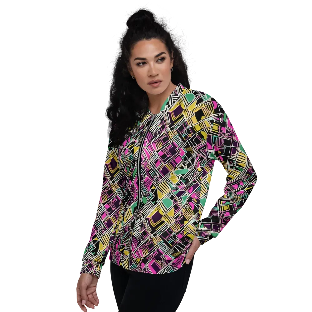 Neon Maze on Bomber Jacket — Left