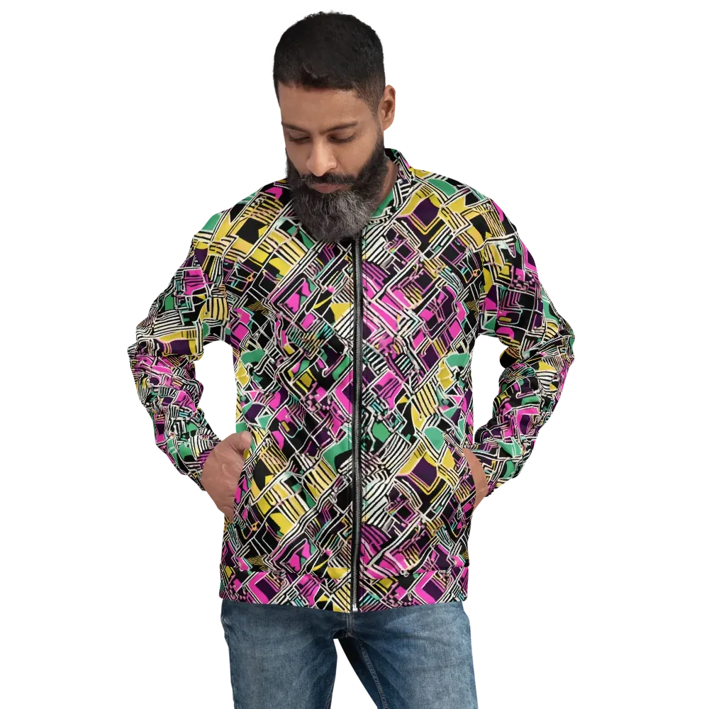 Neon Maze on Bomber Jacket — Front