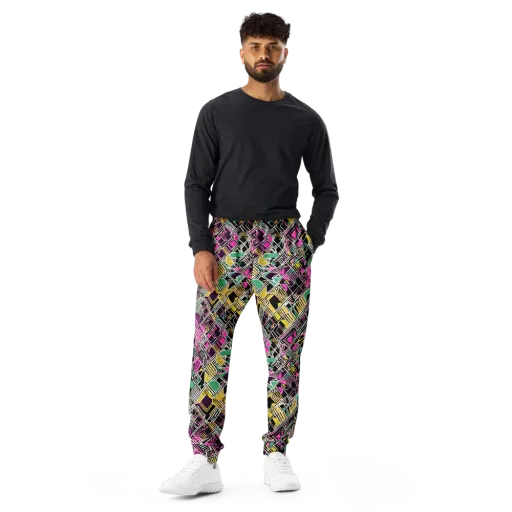 Neon Maze on a Men's Joggers