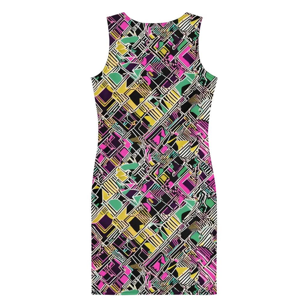 Neon Maze on Bodycon Dress — Back