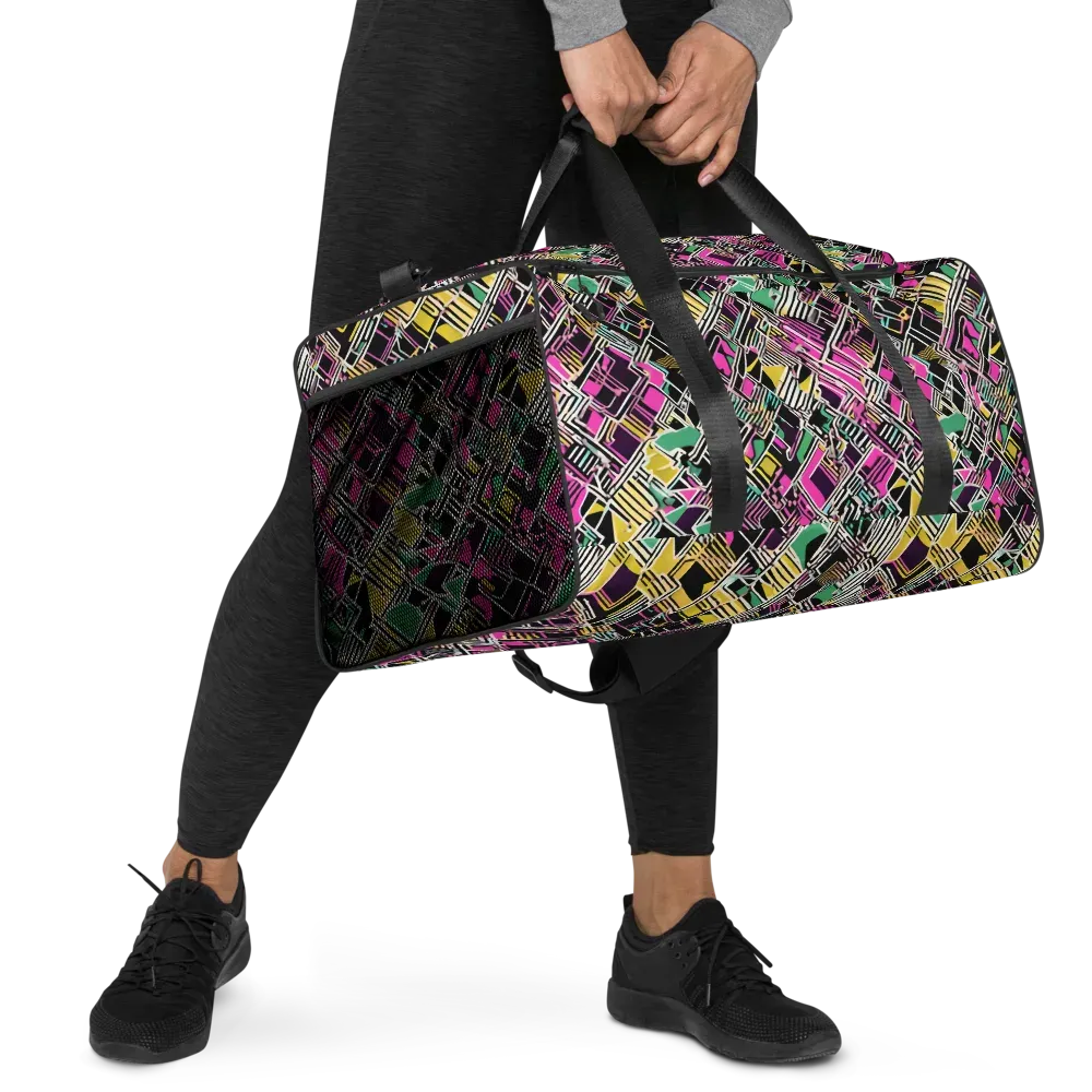 Neon Maze on Duffle Bag — Right Front
