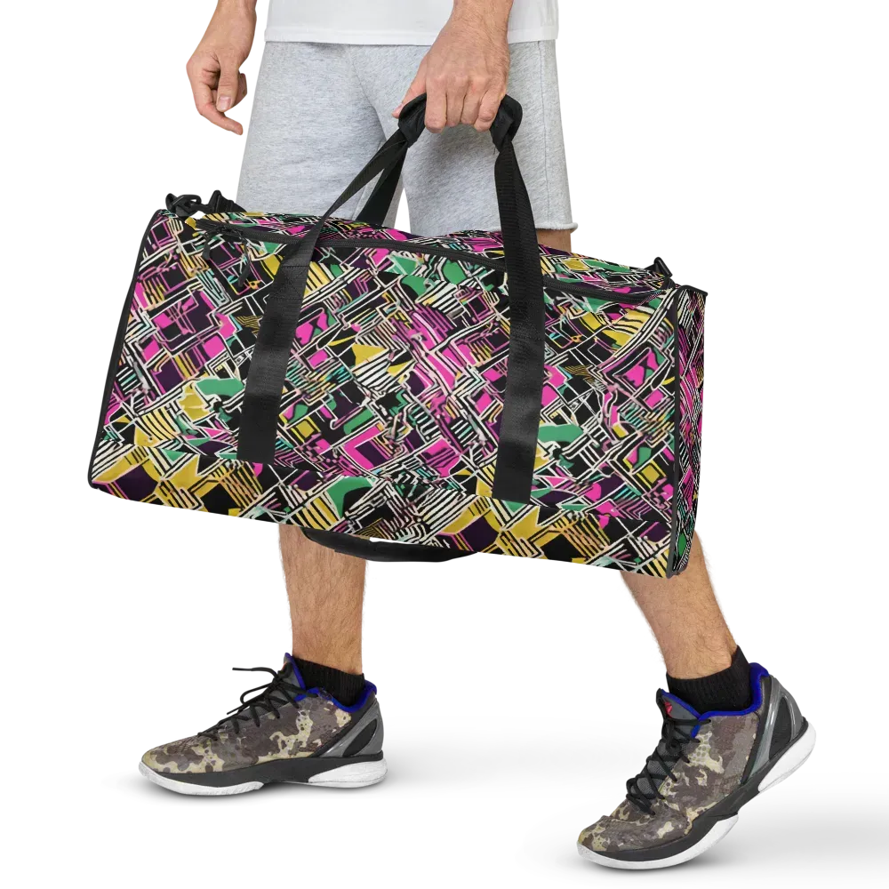 Neon Maze on Duffle Bag — Front