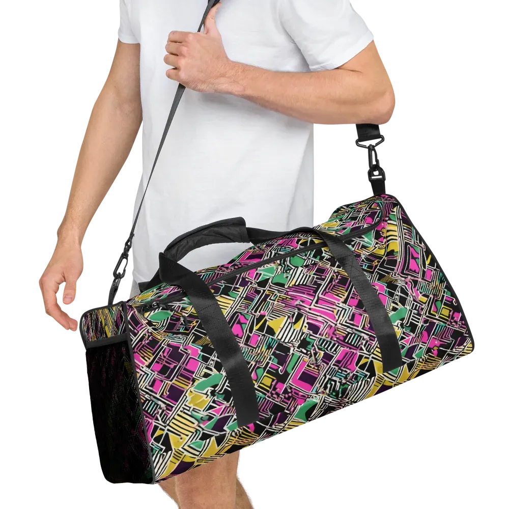 Neon Maze on Duffle Bag — Right Front