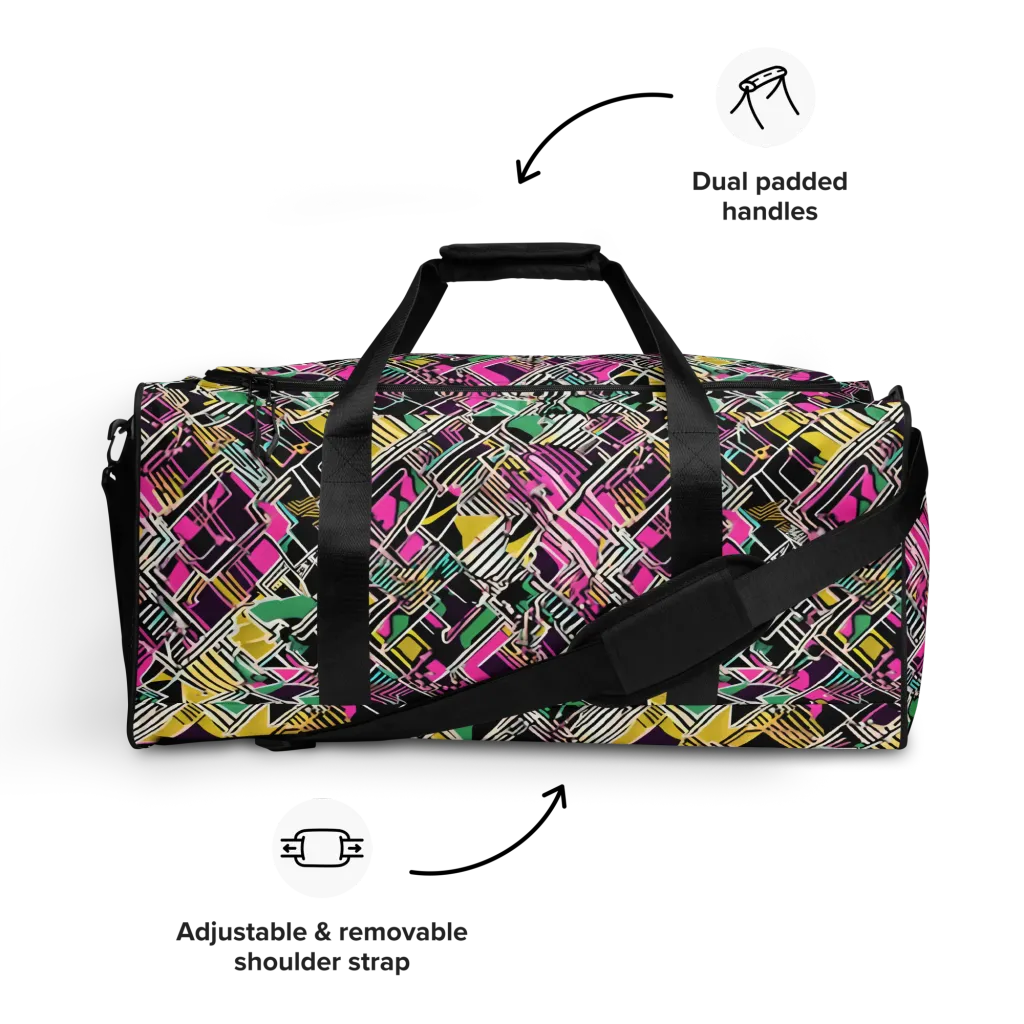 Neon Maze on Duffle Bag — Front