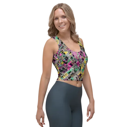 Neon Maze on a Crop Top