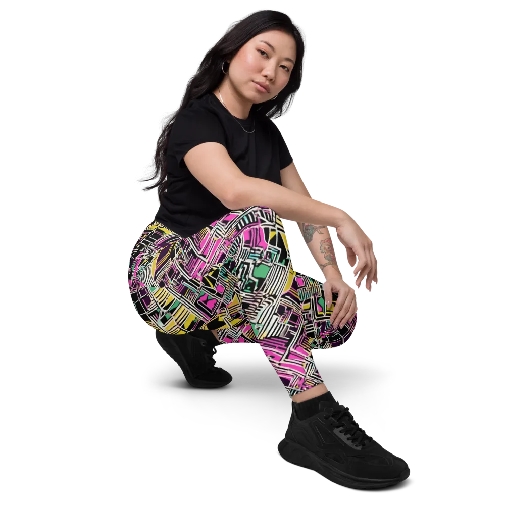Neon Maze on Leggings with Pockets — Right Front