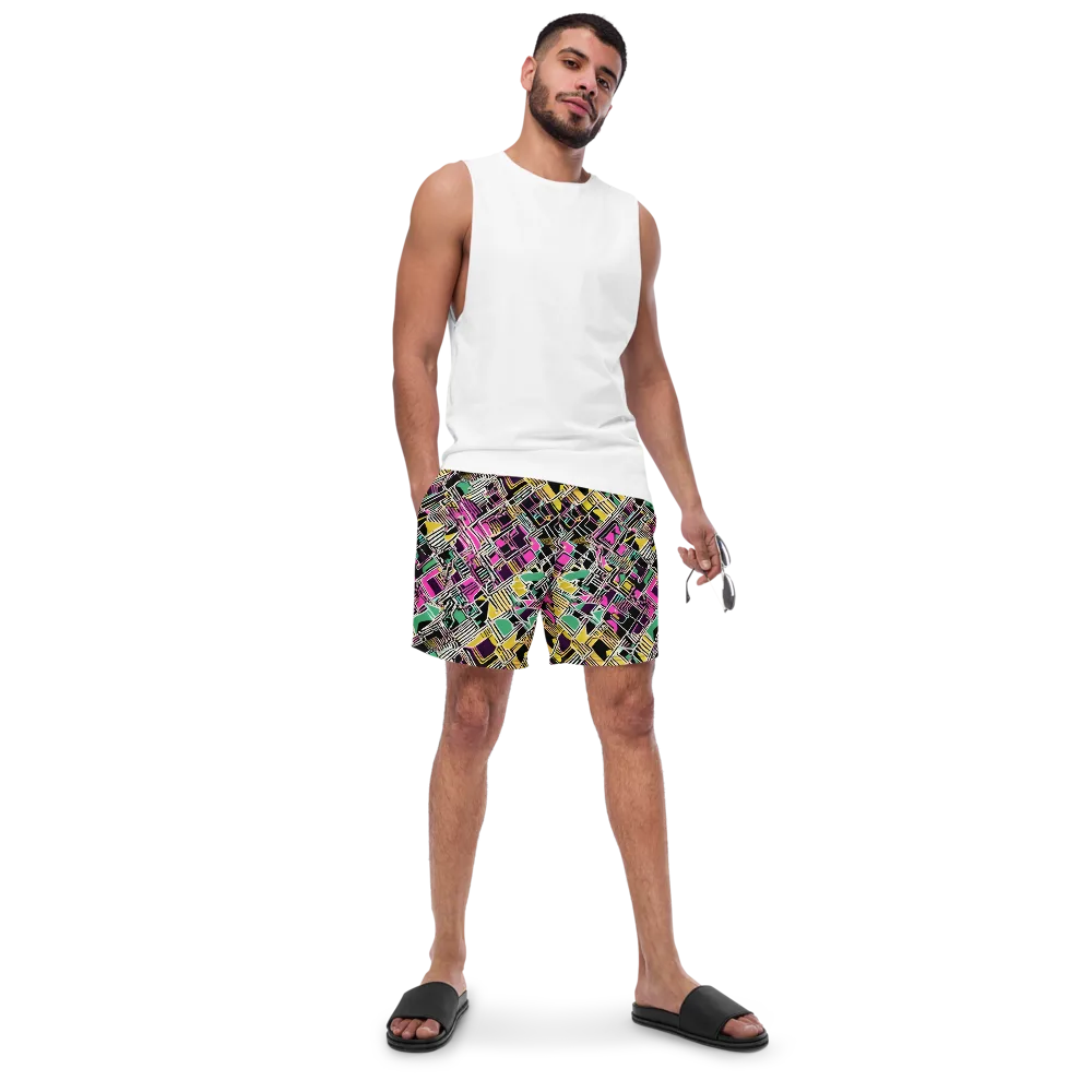 Neon Maze on Swim Trunks — Front