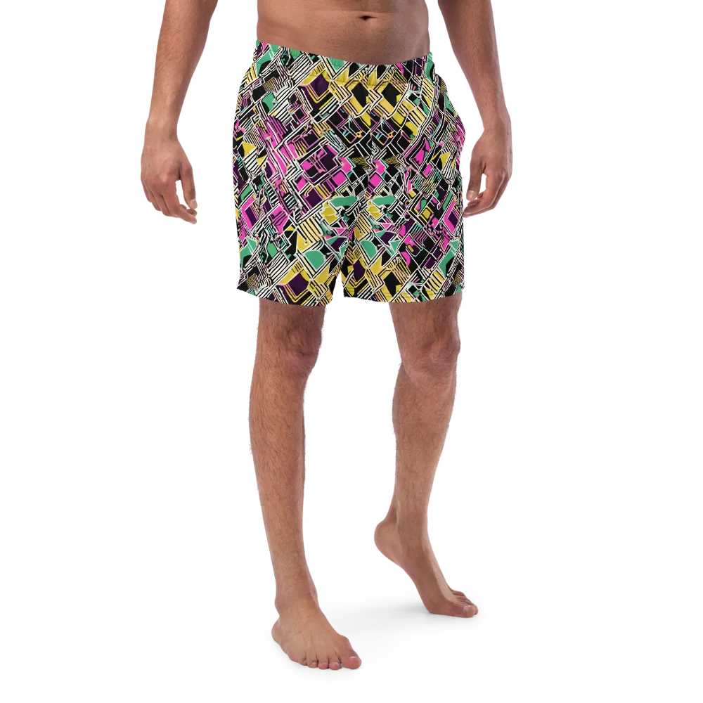 Neon Maze on Swim Trunks — Front