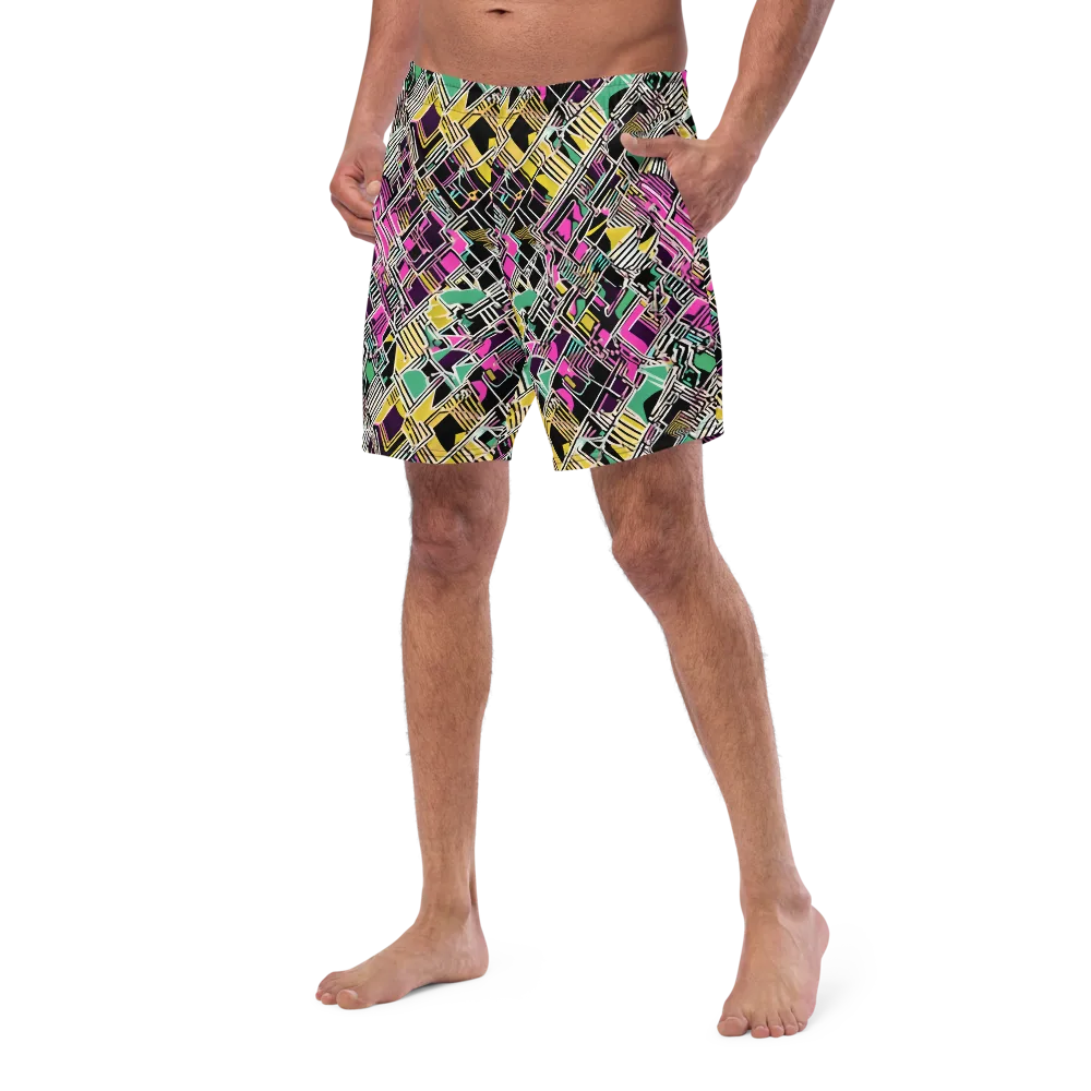Neon Maze on Swim Trunks — Left Front