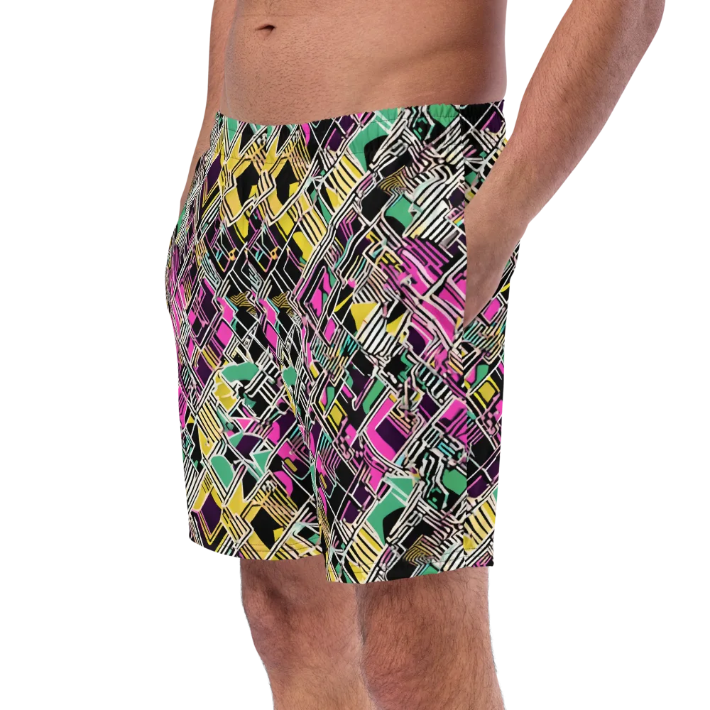 Neon Maze on Swim Trunks — Left Front