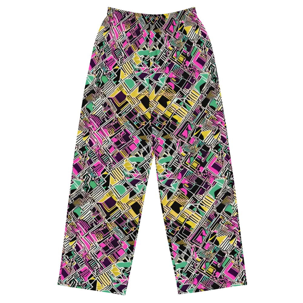 Neon Maze on Wide-Leg Pants — Front