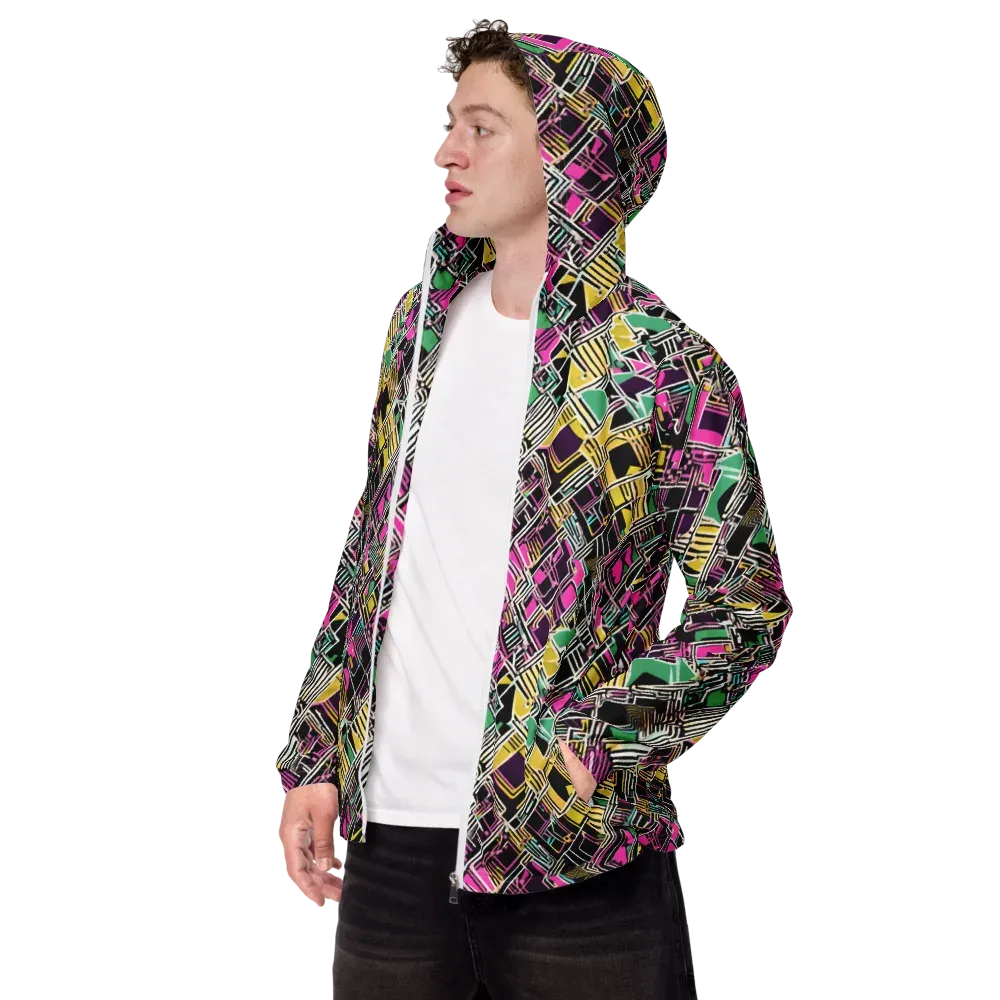 Neon Maze on Men's Windbreaker — Left Front