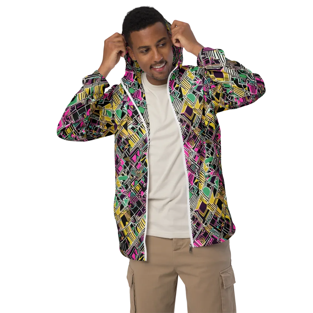Neon Maze on Men's Windbreaker — Front