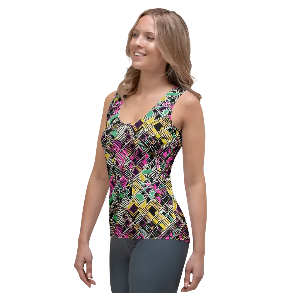 Neon Maze on Women's Tank Top — Left Front