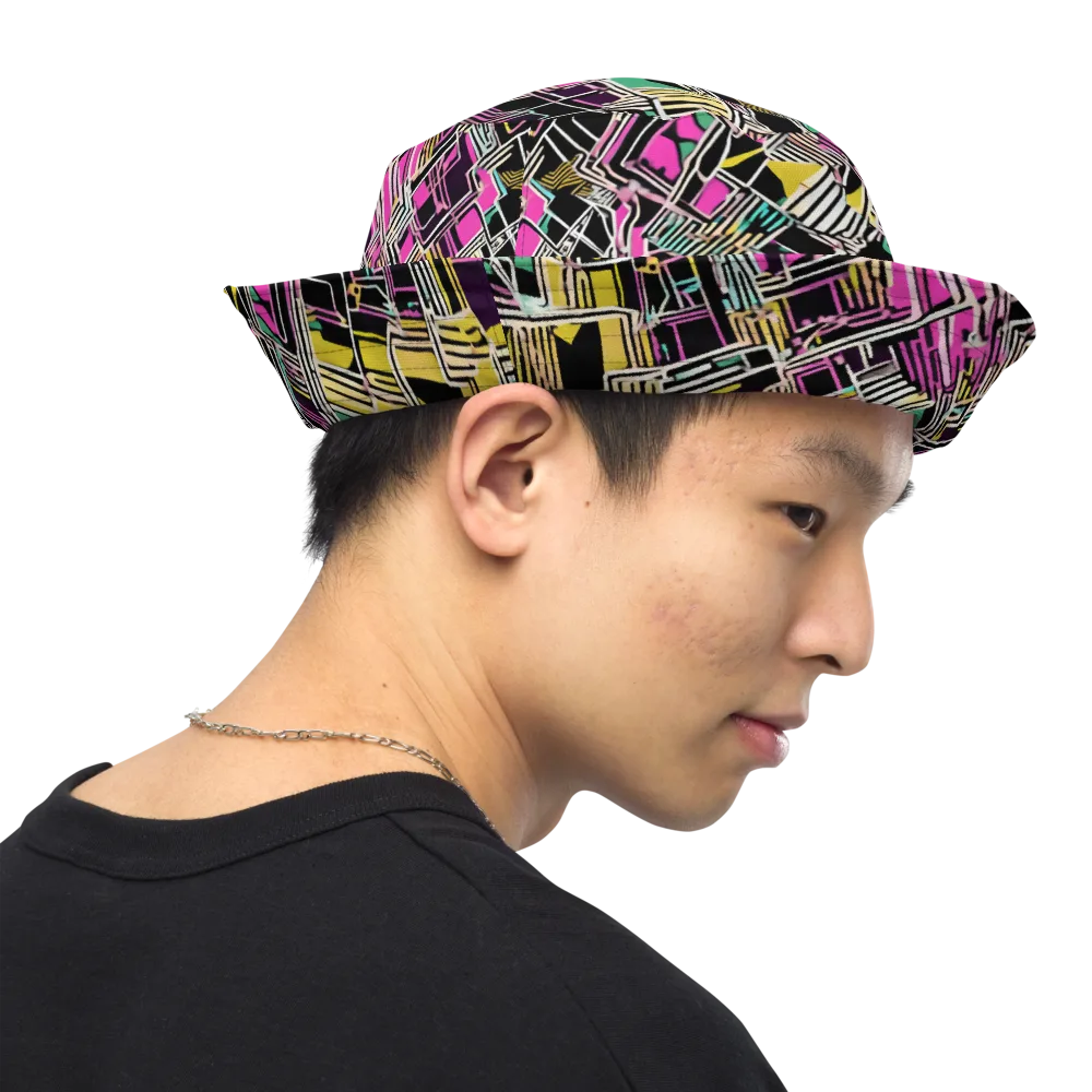 Neon Maze on Reversible Bucket Hat — Right Outside