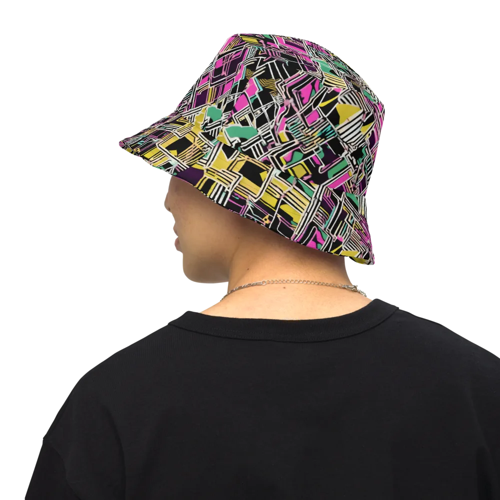 Neon Maze on Reversible Bucket Hat — Back Inside