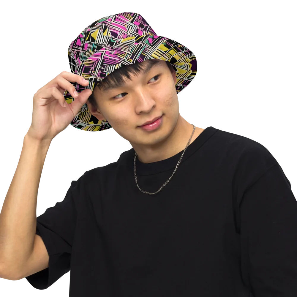 Neon Maze on Reversible Bucket Hat — Front Inside