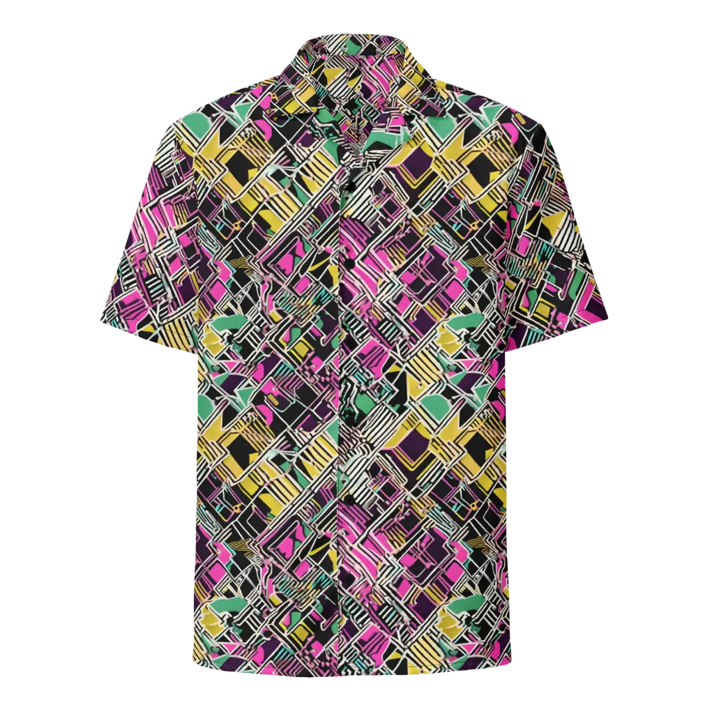 Neon Maze on Button Shirt — Front