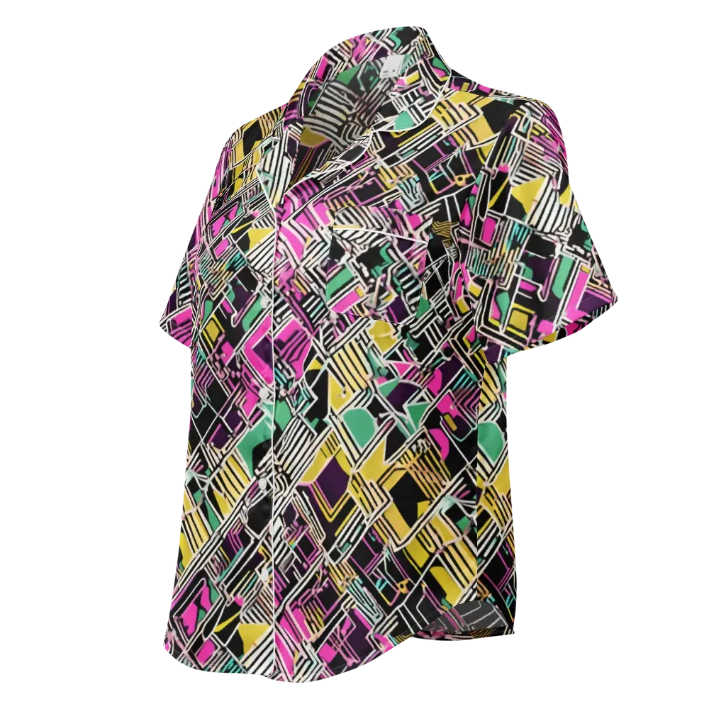 Neon Maze on Women's Short Sleeve Pajama Top — Left Front