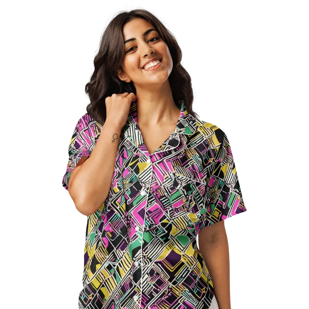 Neon Maze on Women's Short Sleeve Pajama Top — Front