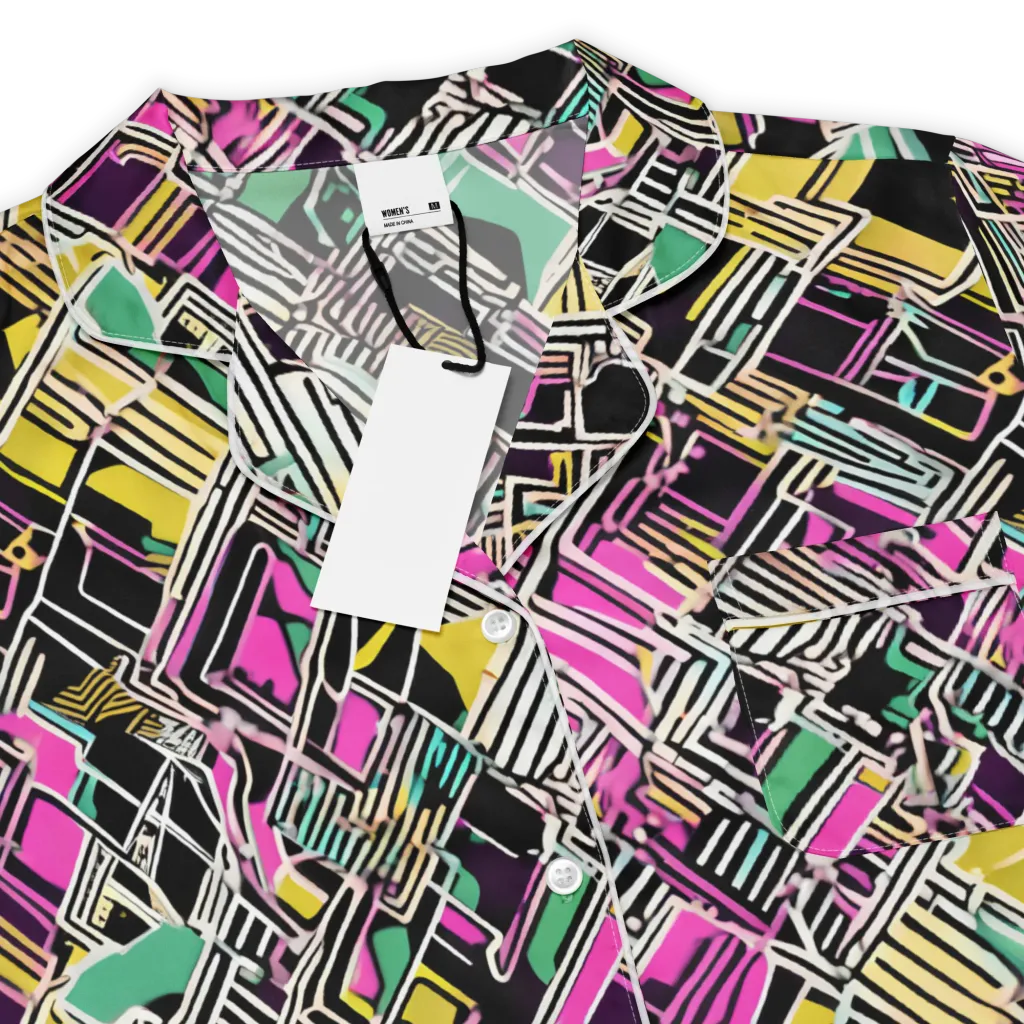 Neon Maze on Women's Short Sleeve Pajama Top — Product details