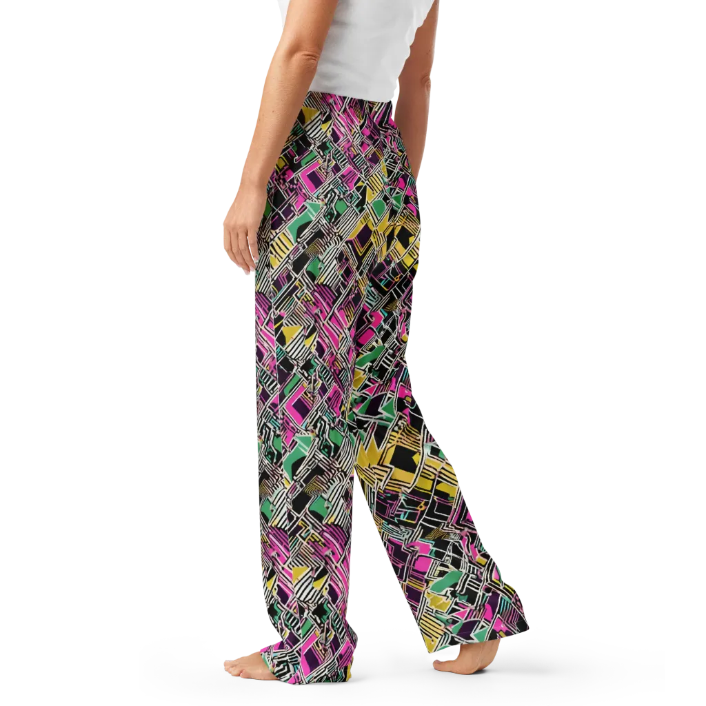 Neon Maze on Women's Pajama Pants — Left