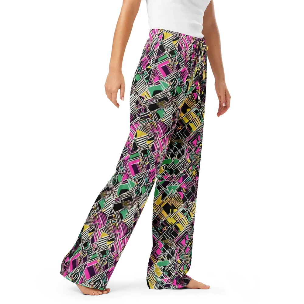 Neon Maze on Women's Pajama Pants — Right Front