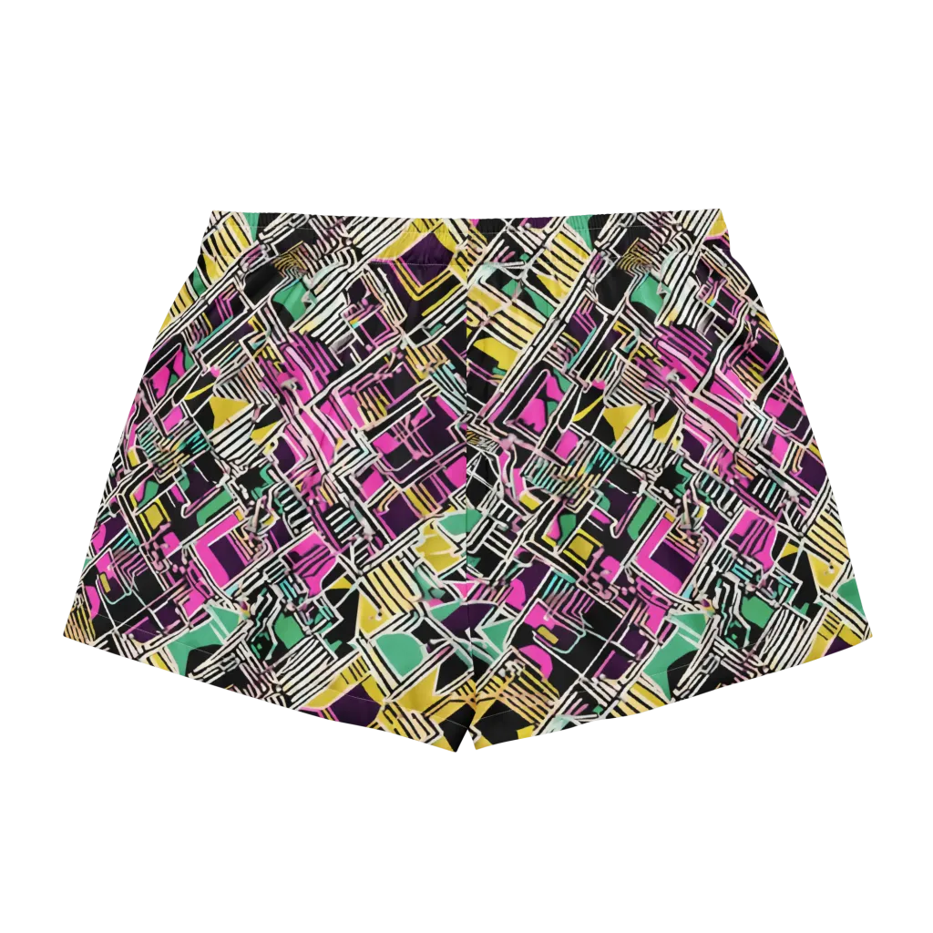Neon Maze on Women's Pajama Shorts — Back