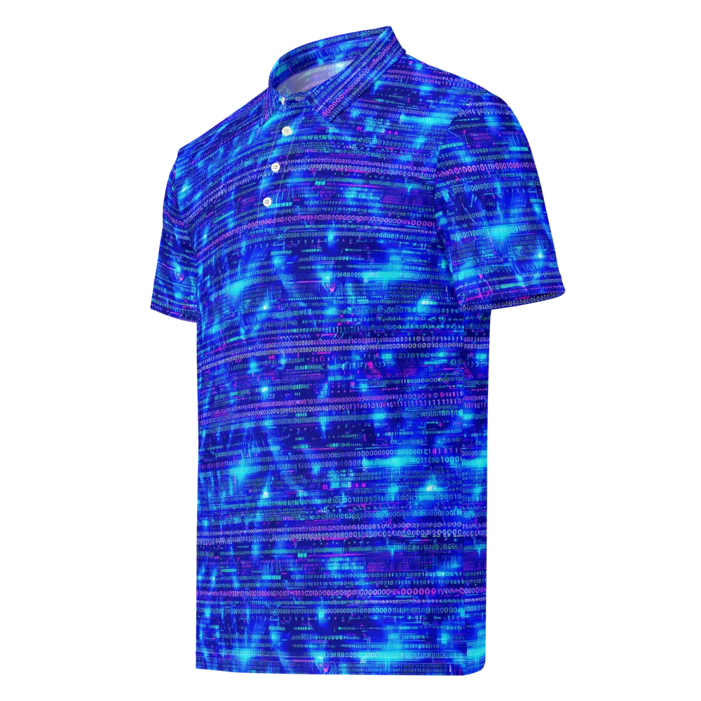 Neon Cipher on Men's Slim Fit Polo Shirt — Left Front