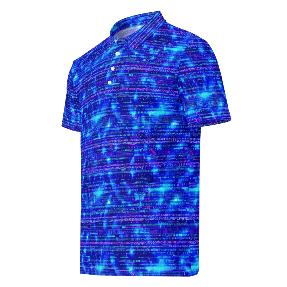 Neon Cipher on Men's Slim Fit Polo Shirt — Left Front