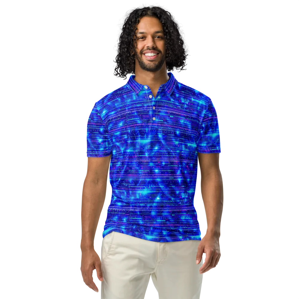 Neon Cipher on Men's Slim Fit Polo Shirt — Front