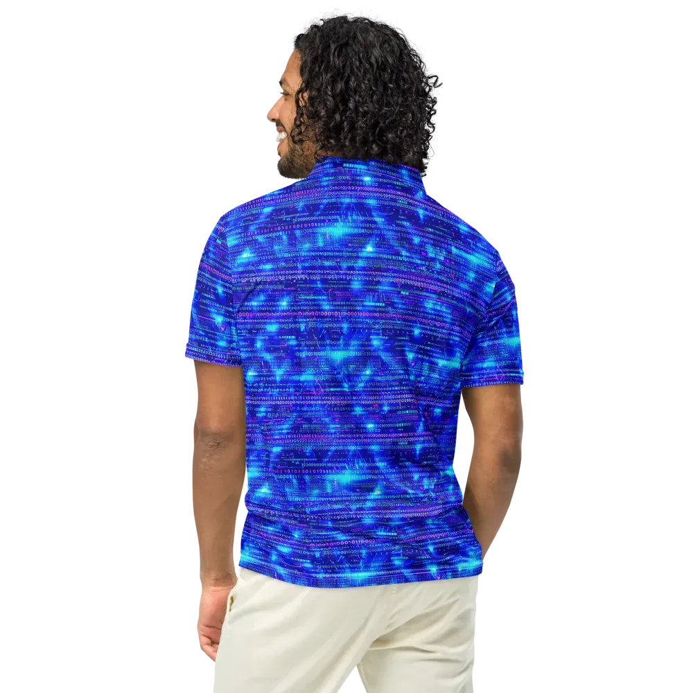 Neon Cipher on Men's Slim Fit Polo Shirt — Back